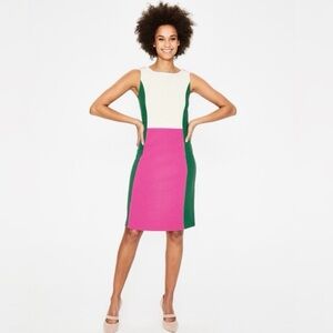 Boden Geraldine Ottoman Colorblock Sleeveless Dress pink green ivory Size 4R